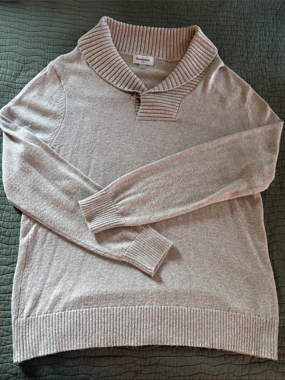 Goodfellow & Co Men's V-Neck Shawl Collar Sweater - Light Beige